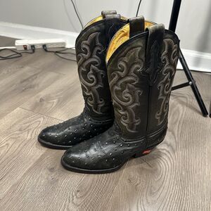 Rudel Western Boots Ostrich King Roper Boot Black Leather Boots Women’s 5.5 Wide